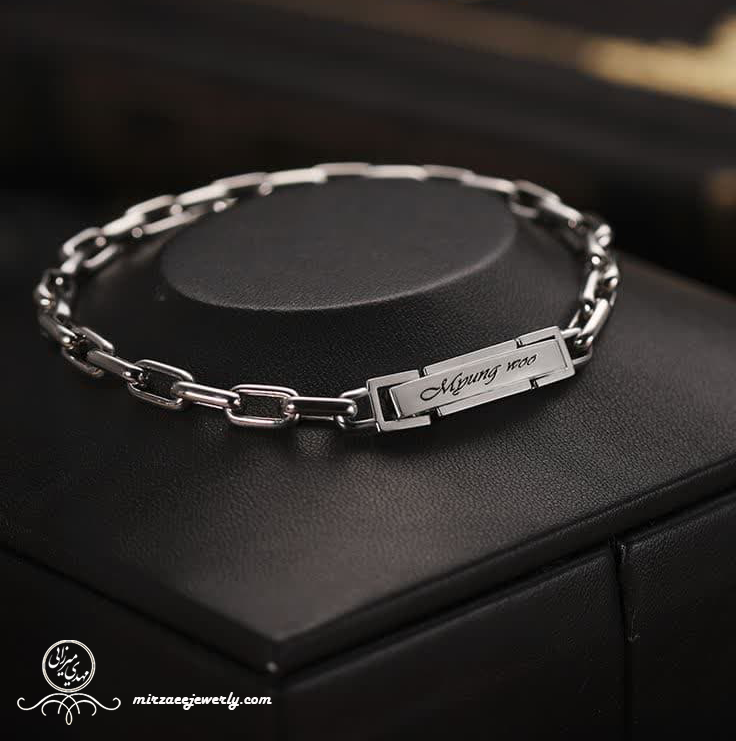 دستبند پلاتین مردانه چرم